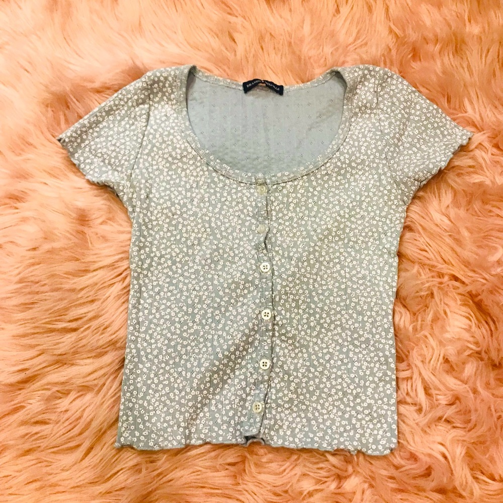 Brandy Melville blue floral print button down: